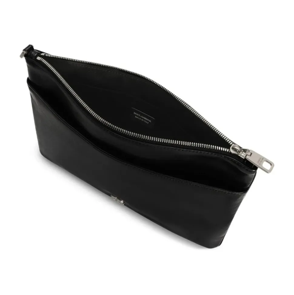 Bolso Clutch de Cuero con Logotipo