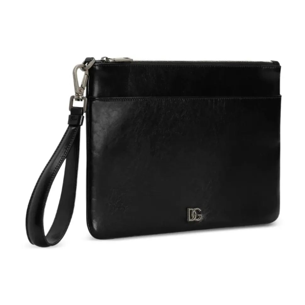 Bolso Clutch de Cuero con Logotipo