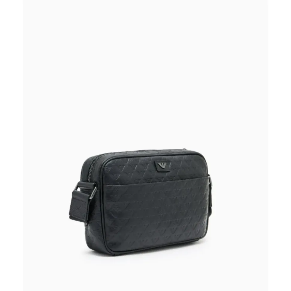 Bolso de hombro de piel con águila grabada integral