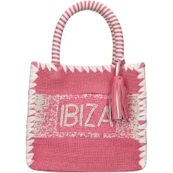 Bolso de Yute con Cuentas y Cuero