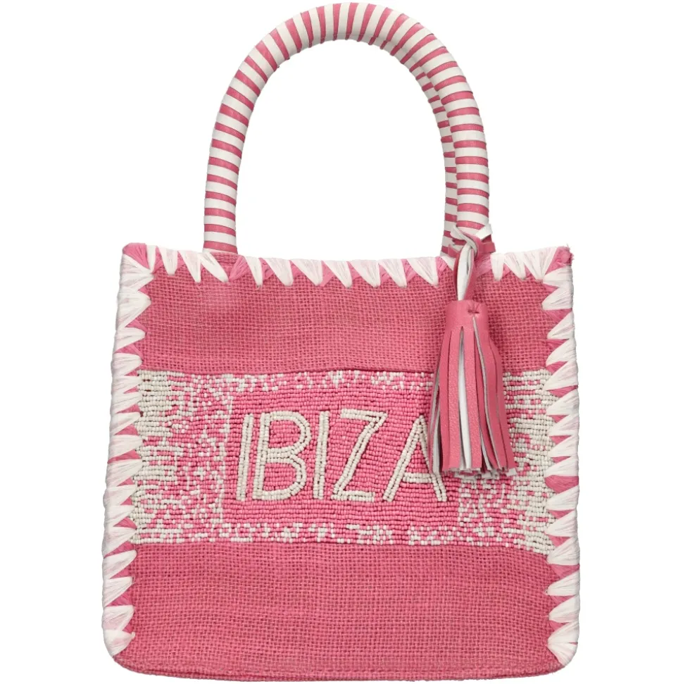 Bolso de Yute con Cuentas y Cuero