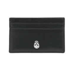 Bolso negro con estampado de logo y ranuras para tarjetas