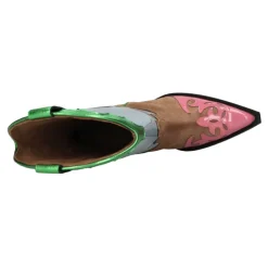 Bota Cowboy de Cuero Barnizado y Ante