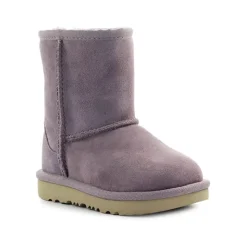 Bota de Bebé de Gamuza Lila con Piel de Oveja