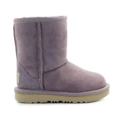 Bota de Bebé de Gamuza Lila con Piel de Oveja