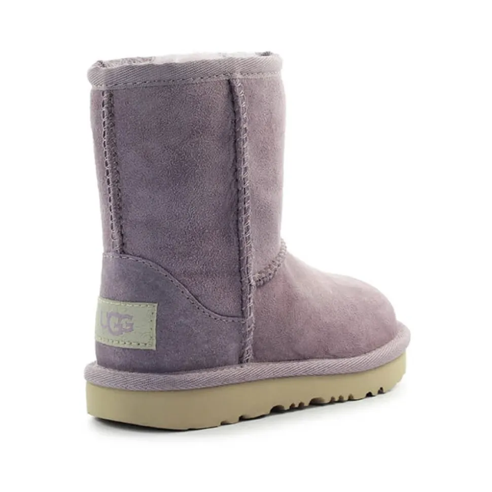 Bota de Bebé de Gamuza Lila con Piel de Oveja