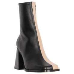 Bota de Cuero Bicolor - Piedra Beige Negro