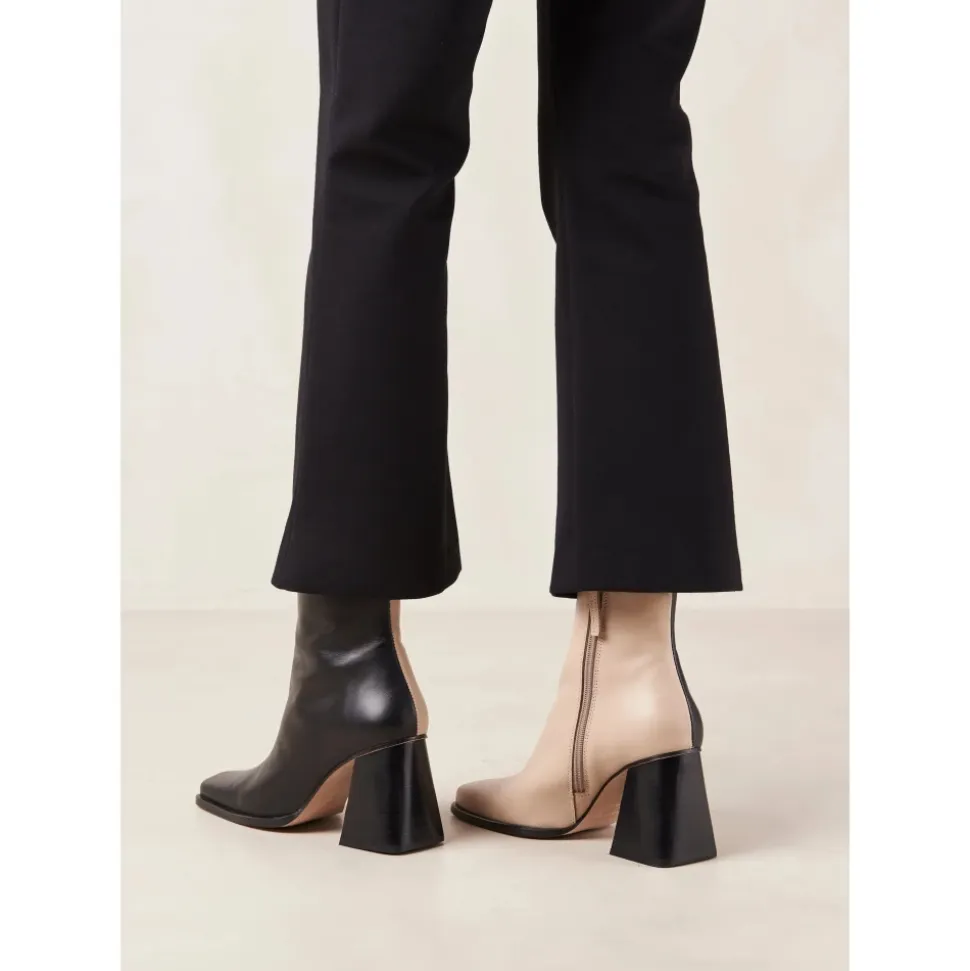 Bota de Cuero Bicolor - Piedra Beige Negro