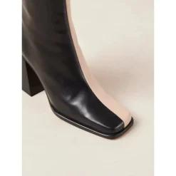 Bota de Cuero Bicolor - Piedra Beige Negro