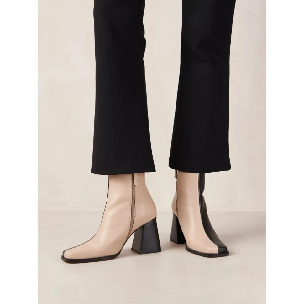 Bota de Cuero Bicolor - Piedra Beige Negro