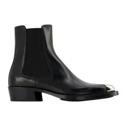 Botas Boxcar de Cuero Negro/Plata