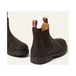 Botas Chelsea de Cuero Marrón con Lazo de Color Kummel