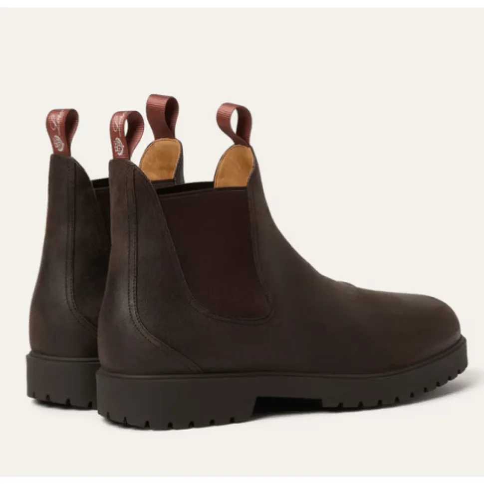 Botas Chelsea de Cuero Marrón con Lazo de Color Kummel