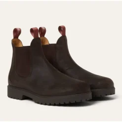 Botas Chelsea de Cuero Marrón con Lazo de Color Kummel