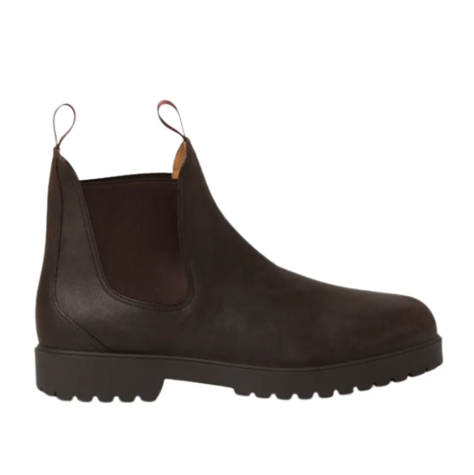 Botas Chelsea de Cuero Marrón con Lazo de Color Kummel