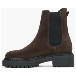 Botas Chelsea de plataforma marrón para mujer en auténtico terciopelo italiano