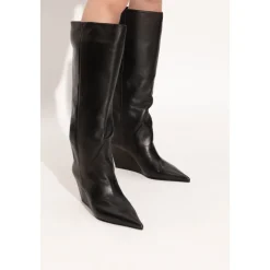 Botas de cuña de cuero
