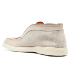 Botas de Cuero Beige con Costuras Tonales