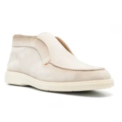 Botas de Cuero Beige con Costuras Tonales
