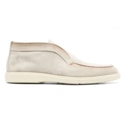 Botas de Cuero Beige con Costuras Tonales