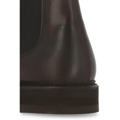 Botas de Cuero Marrón para Hombre con Detalle de Inserción de Tela