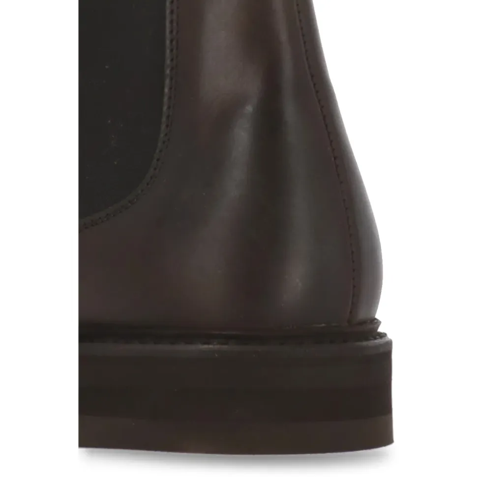 Botas de Cuero Marrón para Hombre con Detalle de Inserción de Tela