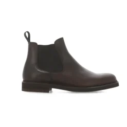 Botas de Cuero Marrón para Hombre con Detalle de Inserción de Tela