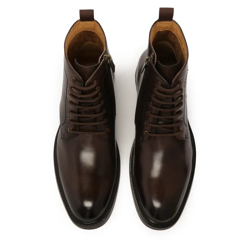 Botas de cuero marrón sombreado para hombre