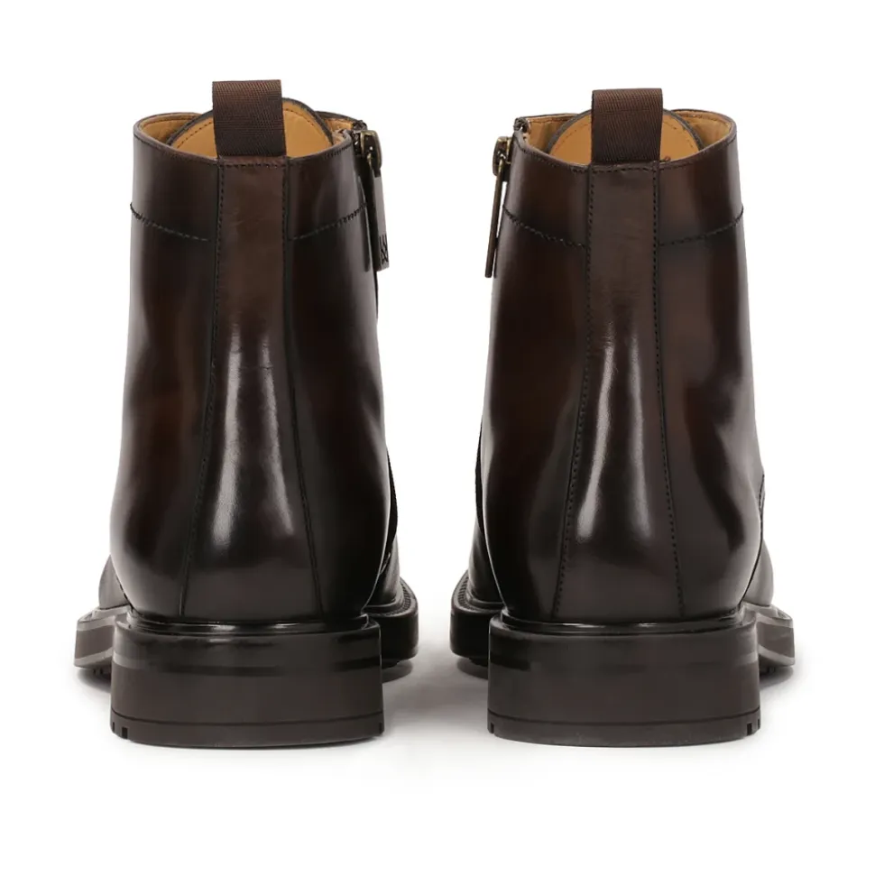 Botas de cuero marrón sombreado para hombre