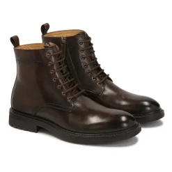 Botas de cuero marrón sombreado para hombre