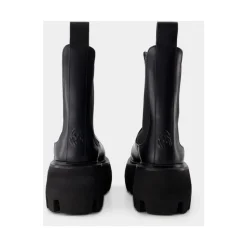 Botas de Goma de Cuero Negro Slip-On
