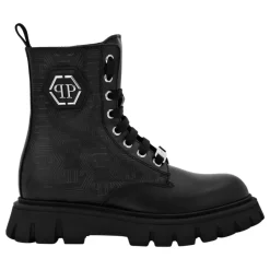 Botas Media Caña de Cuero Nappa con Monograma Hexagonal