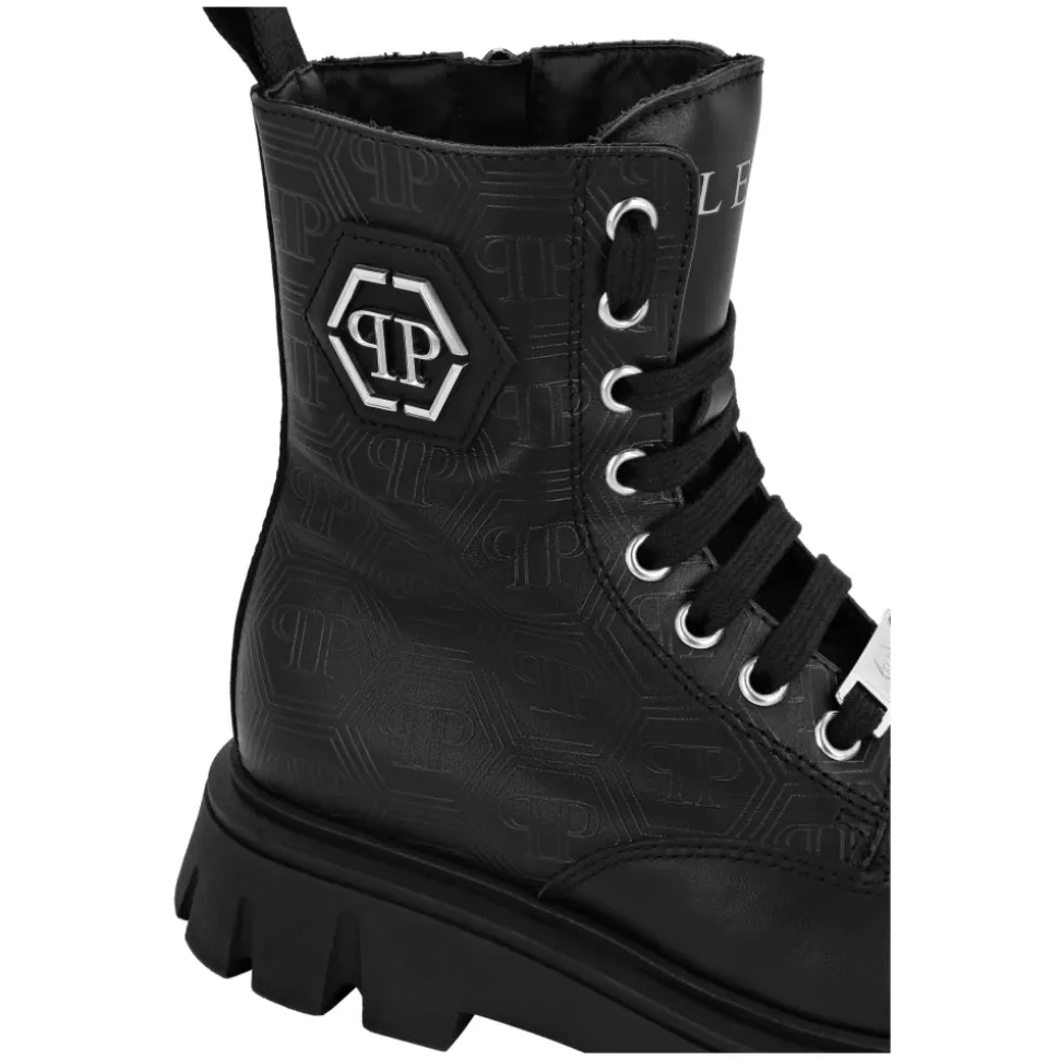 Botas Media Caña de Cuero Nappa con Monograma Hexagonal
