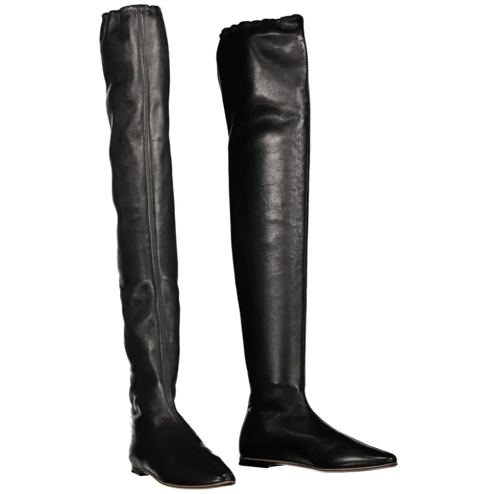 Botas mosqueteras de cuero con punta almendrada