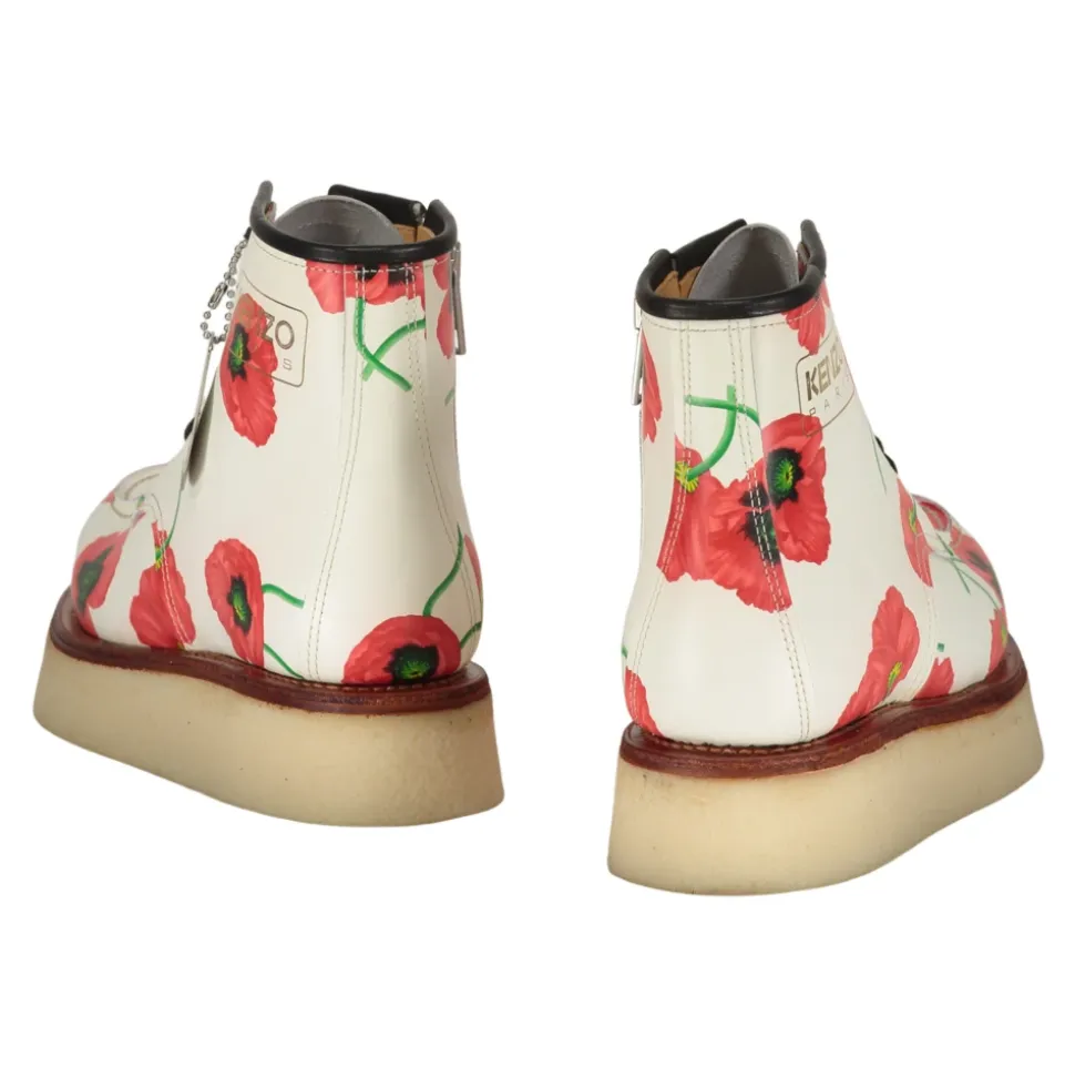 Botines de Cuero con Estampado Floral