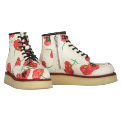 Botines de Cuero con Estampado Floral