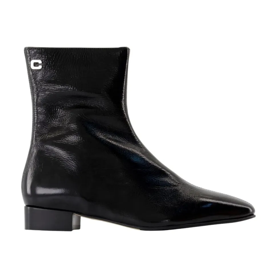 Botines de Cuero Negro - Piel de Becerro Texturizada