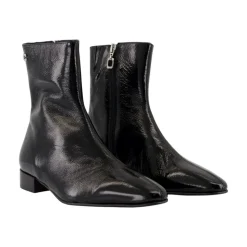 Botines de Cuero Negro - Piel de Becerro Texturizada