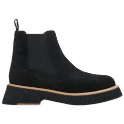 Botines negros de ante con detalles marrones