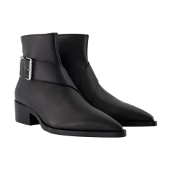Botines Negros de Cuero - Puntera Puntiaguda
