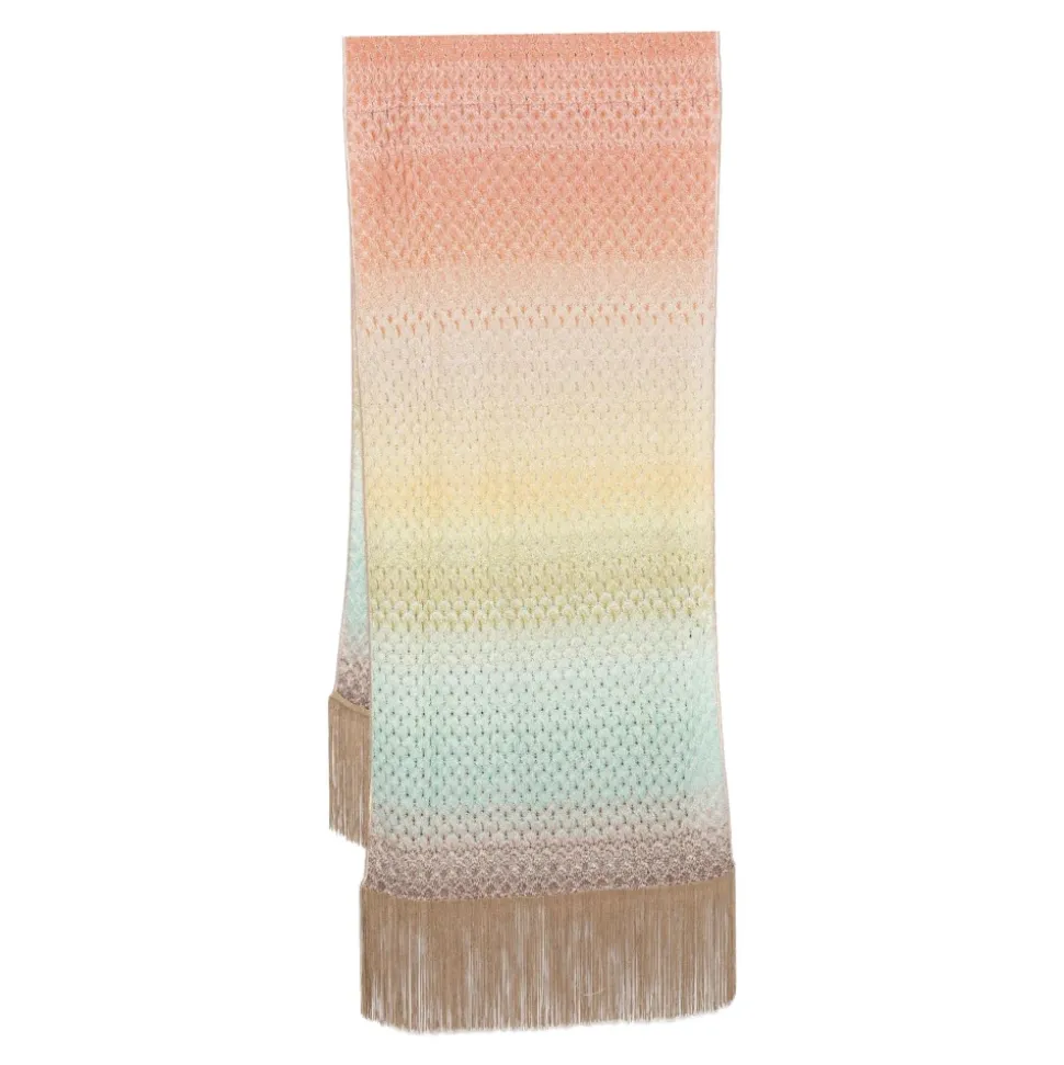 Bufanda Beige con Flecos y Degradado