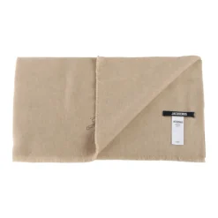 Bufanda Beige de Lana y Cachemira con Flecos
