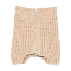 Bufanda Beige de Punto Canalé con Cremallera
