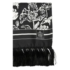 Bufanda de seda con estampado floral y flecos