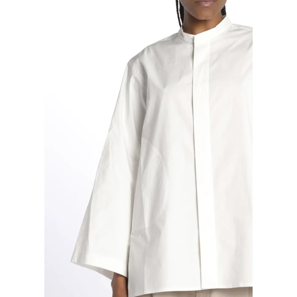 Camicia collo guru con tasca