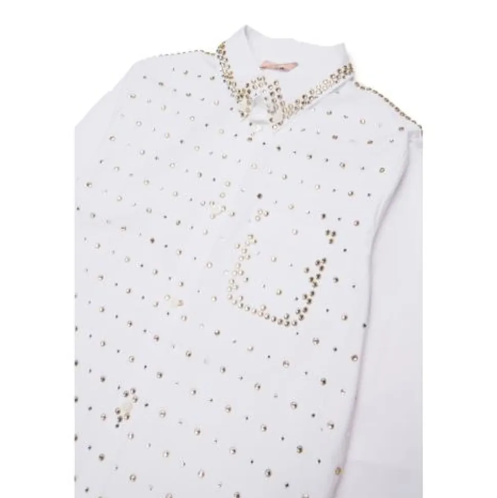 Camicia con strass e perle