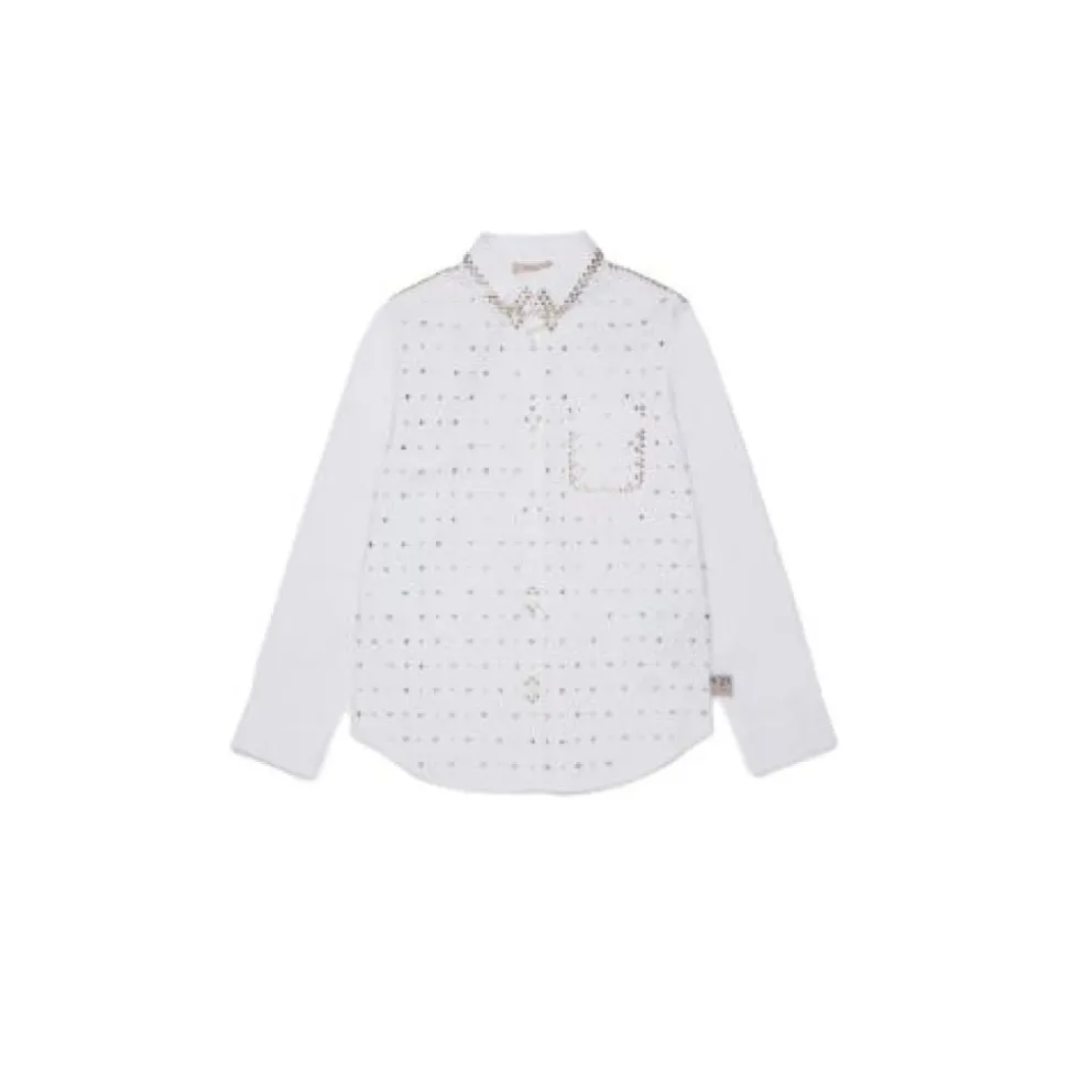 Camicia con strass e perle
