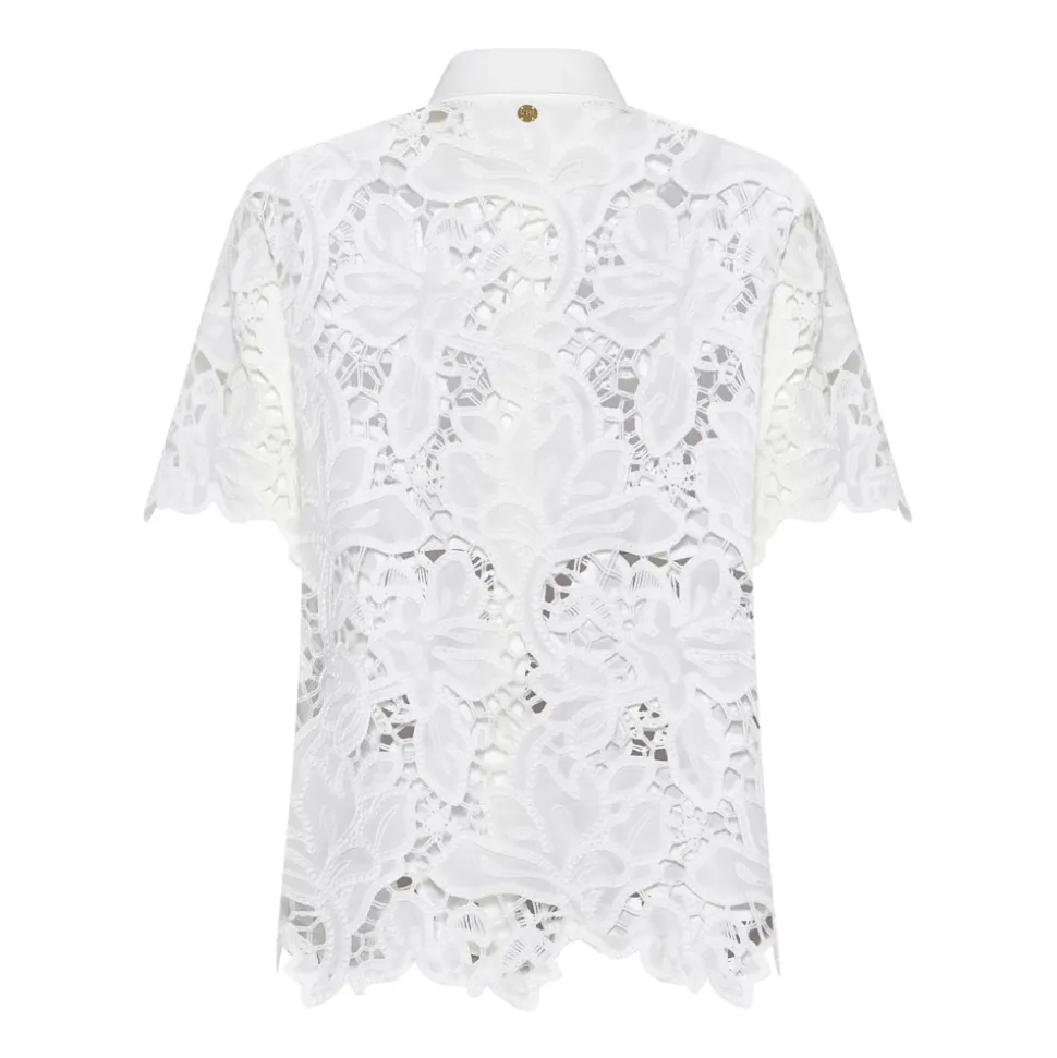 Camisa con lavorazione ornamentale e maniche corte