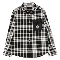 Camisa de algodón a cuadros con bolsillo de nylon