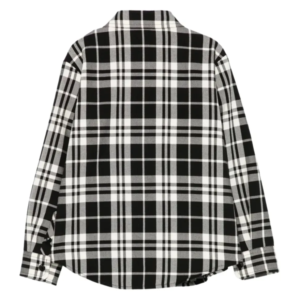 Camisa de algodón a cuadros con bolsillo de nylon